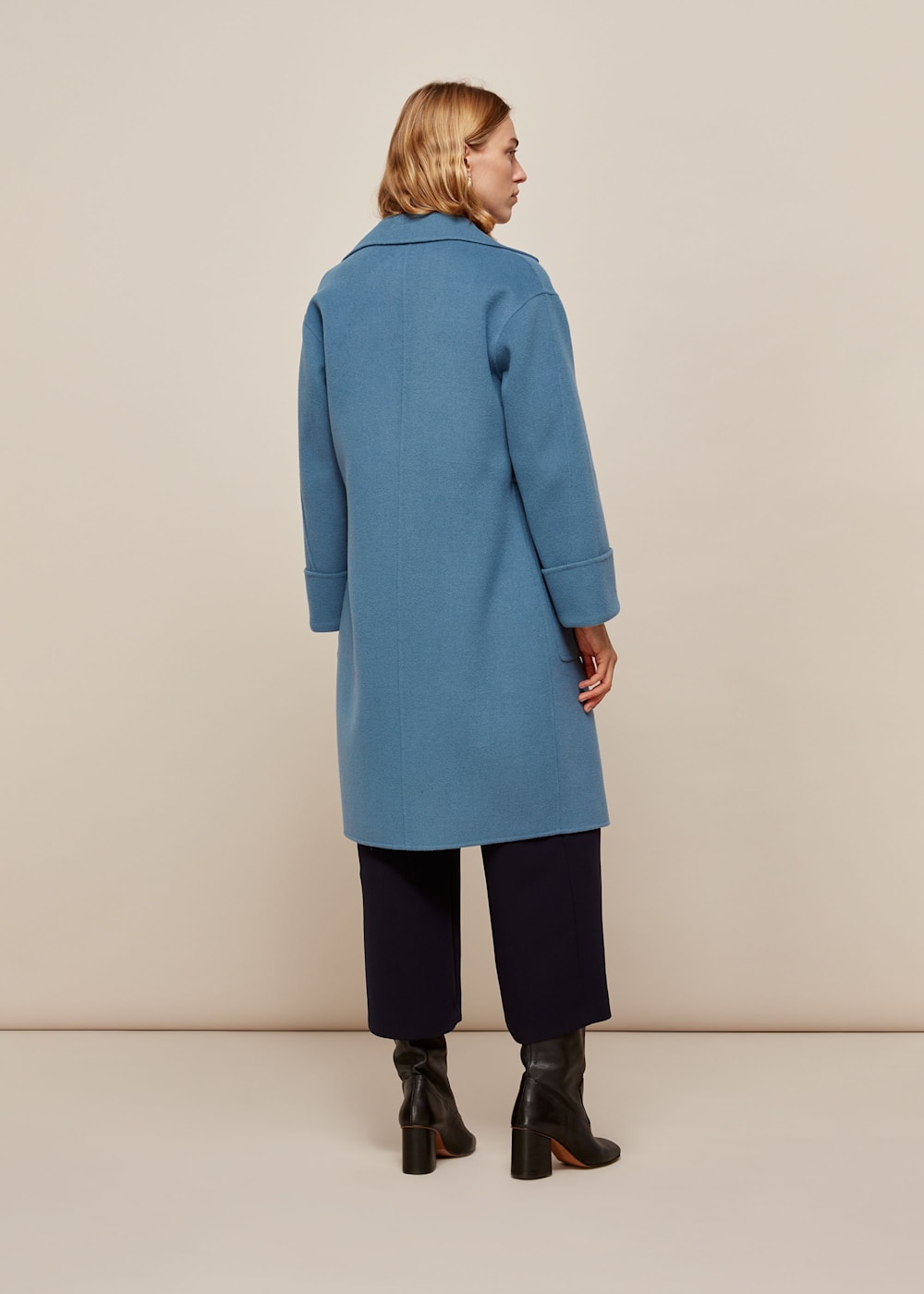 Blue Double Faced Wool Wrap Coat WHISTLES Whistles US