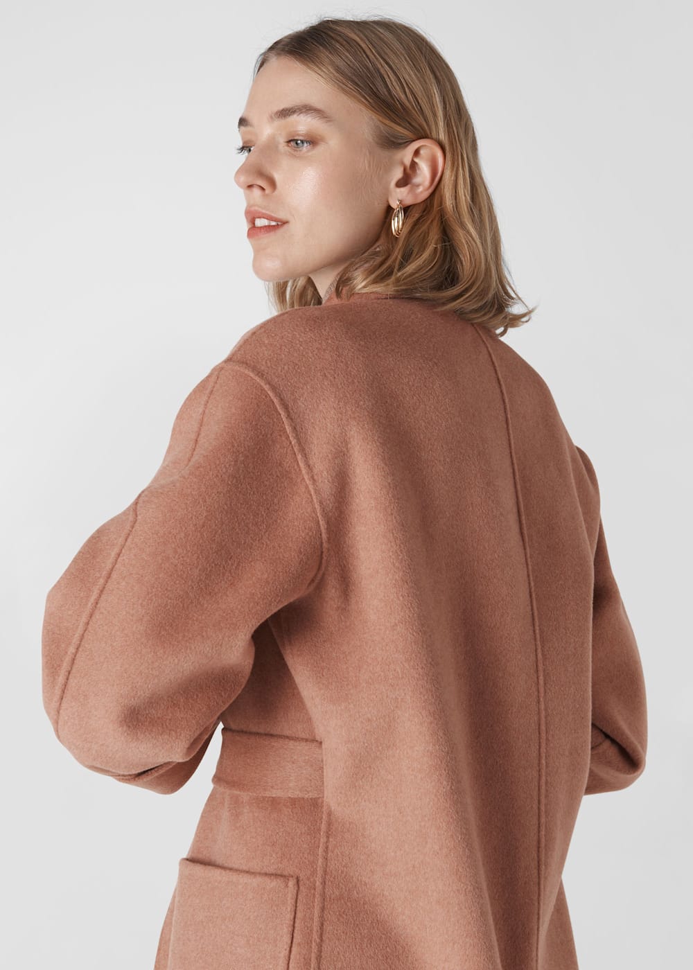 Pale Pink Double Faced Wool Wrap Coat WHISTLES Whistles ROW