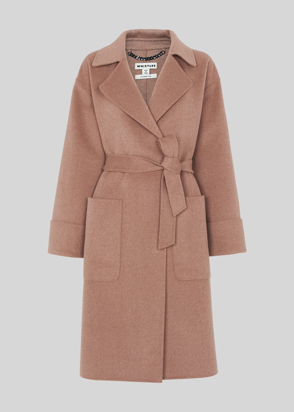 Pink wool coat sales