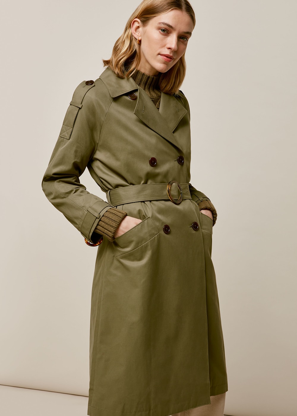 Khaki Izzey Trench Coat WHISTLES Whistles UK