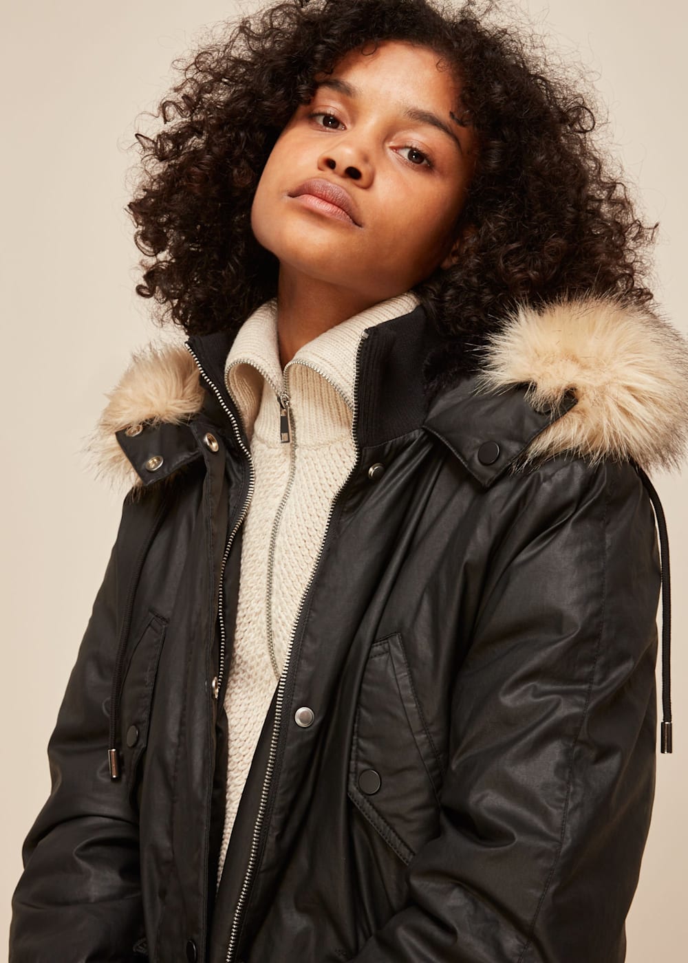 Black Willmer Waxy Parka WHISTLES Whistles UK