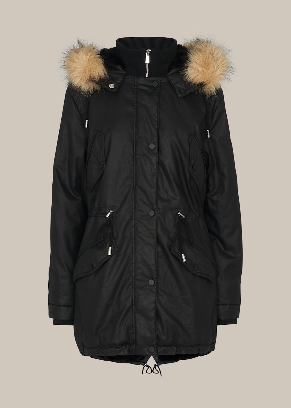 Black Willmer Waxy Parka WHISTLES Whistles UK