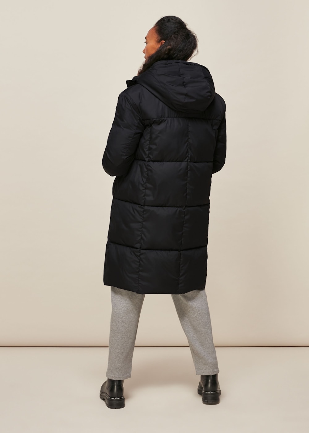 Black Hooded Puffer Jacket WHISTLES Whistles UK