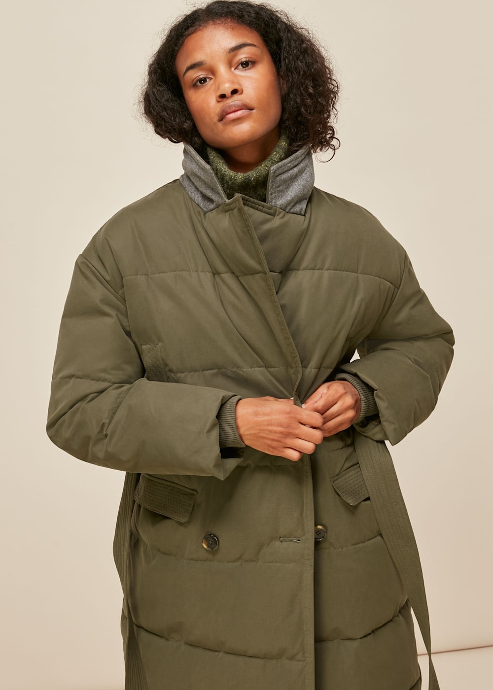 Khaki puffer coat womens online