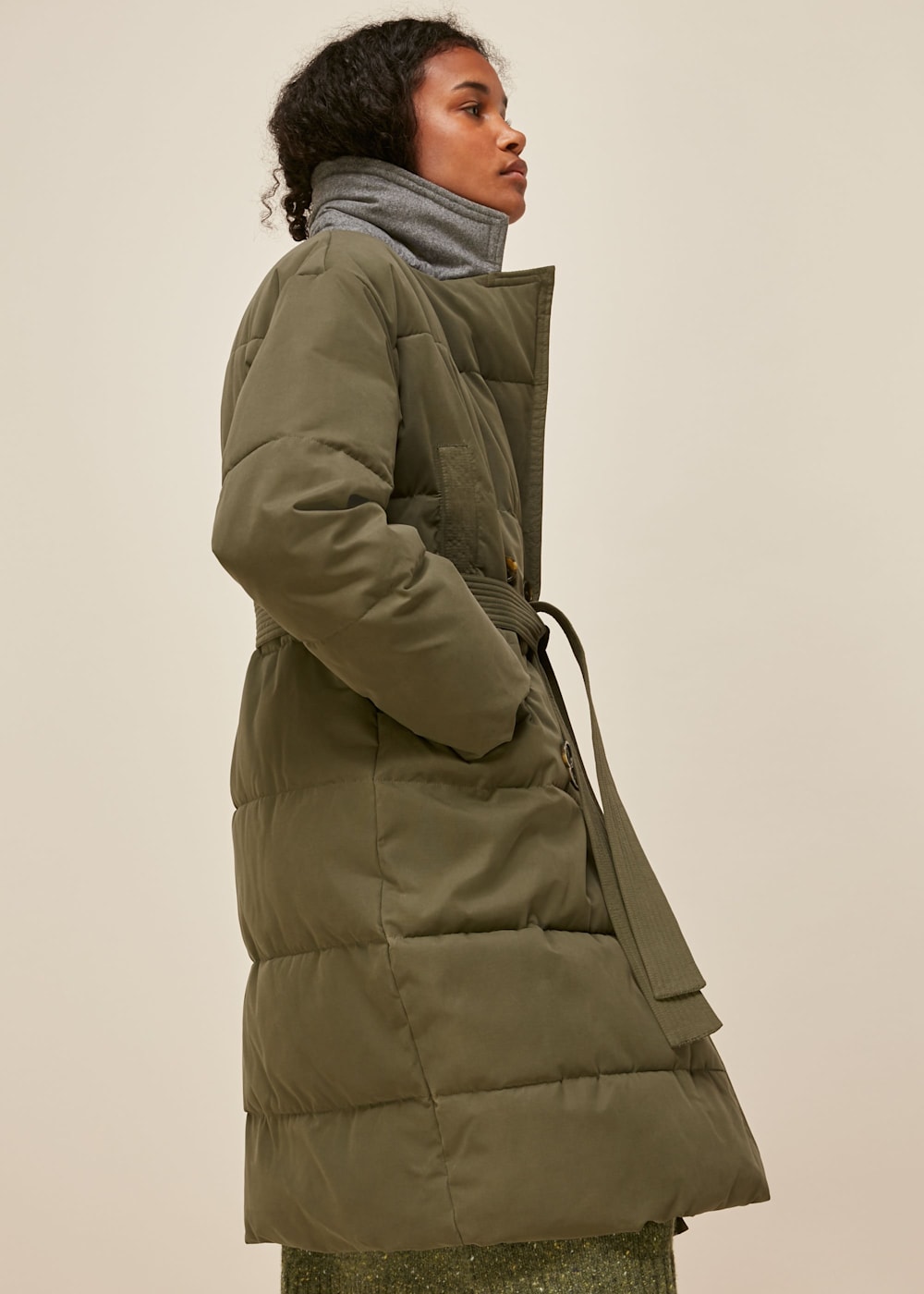 Khaki Trench Puffer Coat WHISTLES Whistles UK