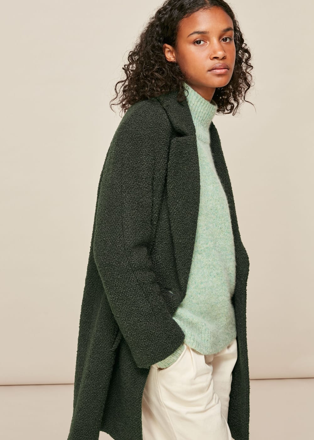 Double breasted coat green deals