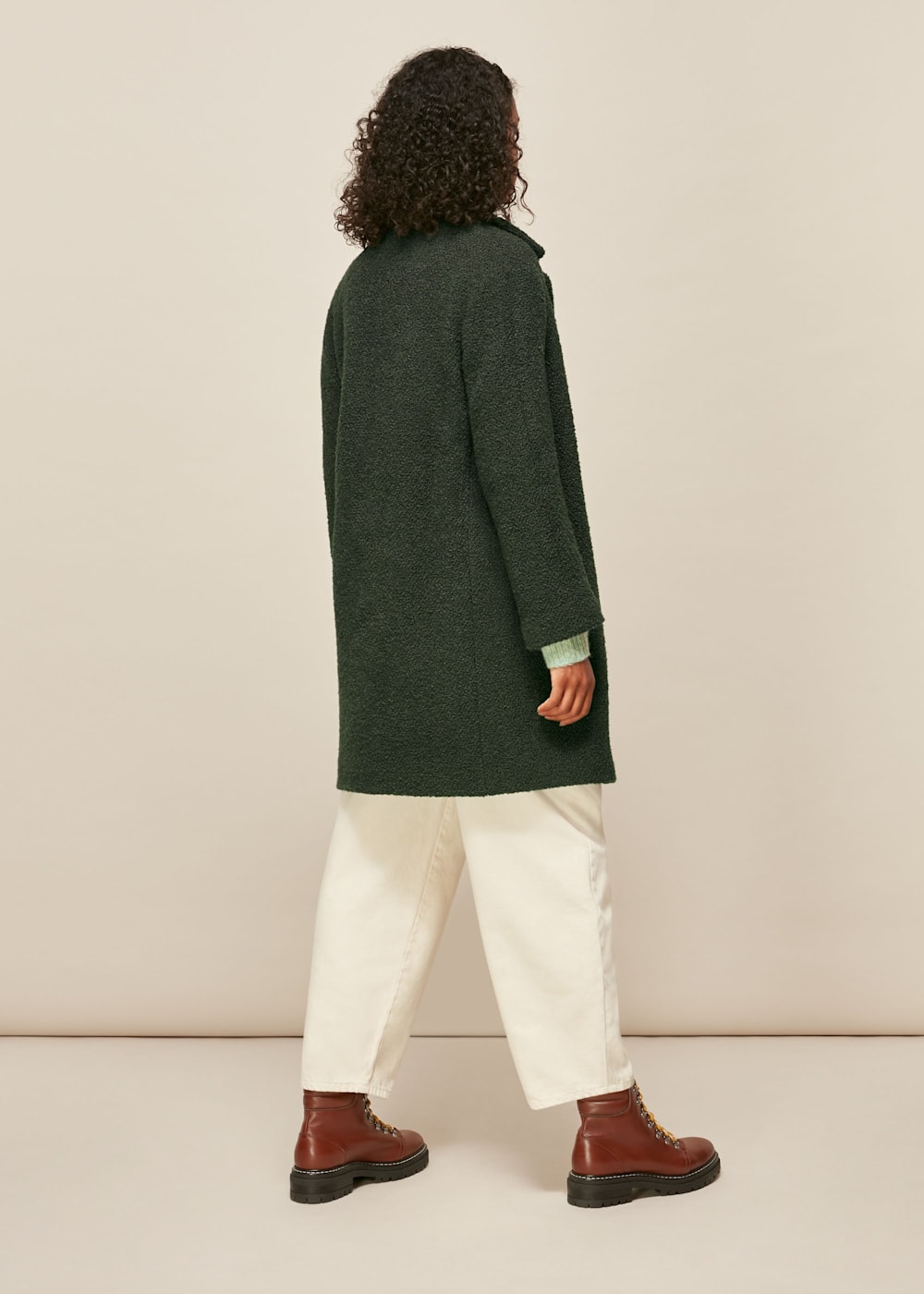 Dark green boucle coat cheap