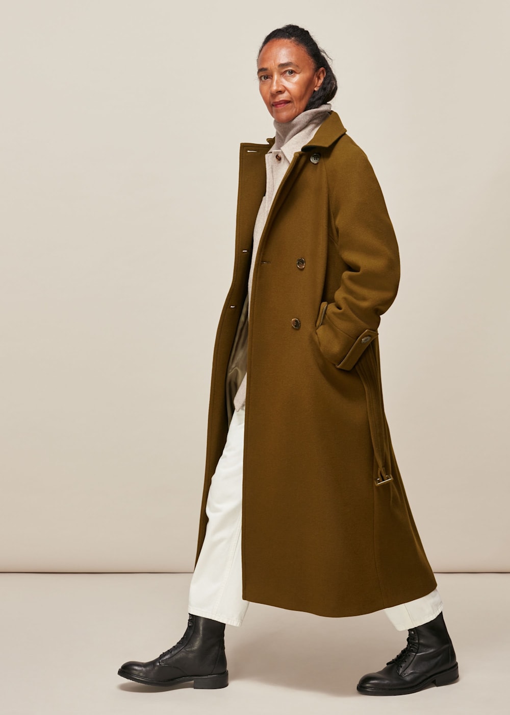 Khaki wool coat hotsell