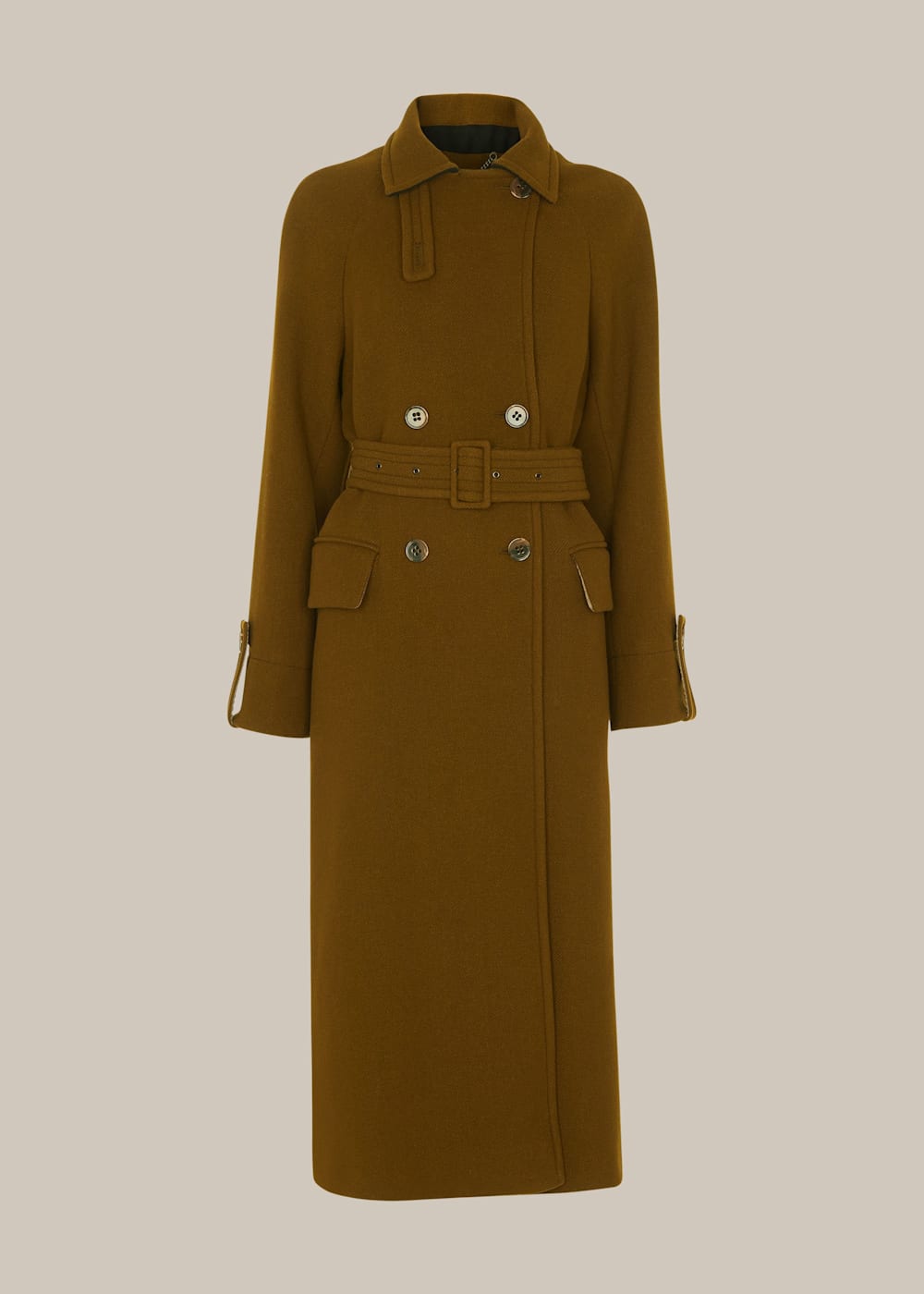 Khaki Wool Belted Trench Coat | WHISTLES | Whistles US | Khaki Wool Belted Trench Coat | WHISTLES | Whistles US |