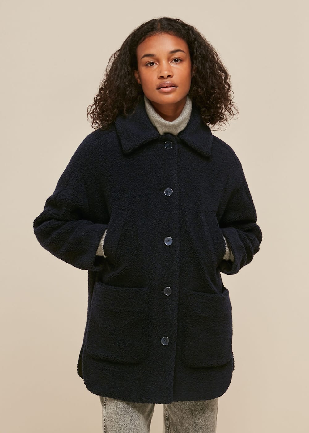 Navy Teddy Lumberjacket WHISTLES Whistles US