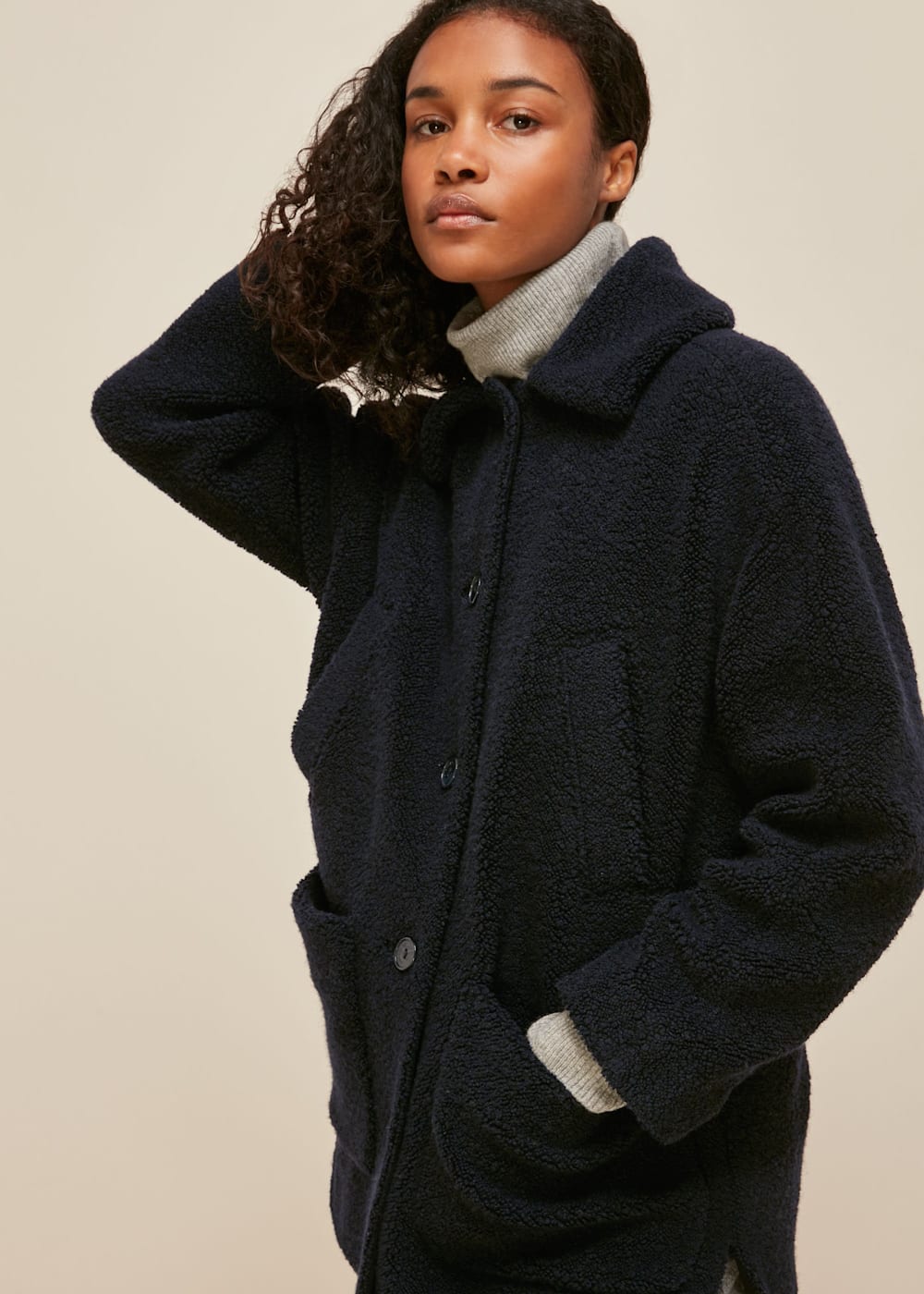 Navy teddy jacket store