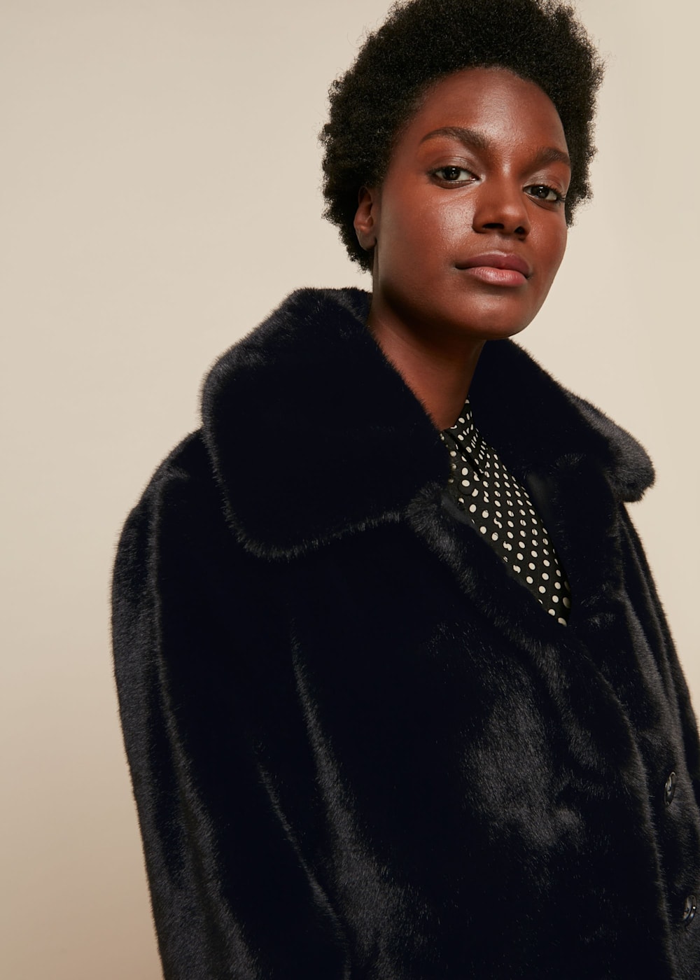 Black short faux fur jacket store