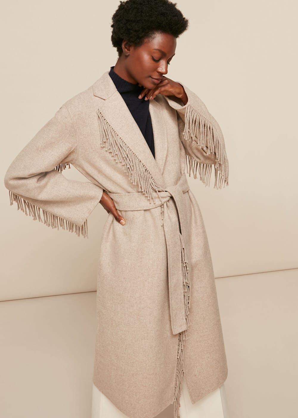 Whistles textured wrap coat hotsell