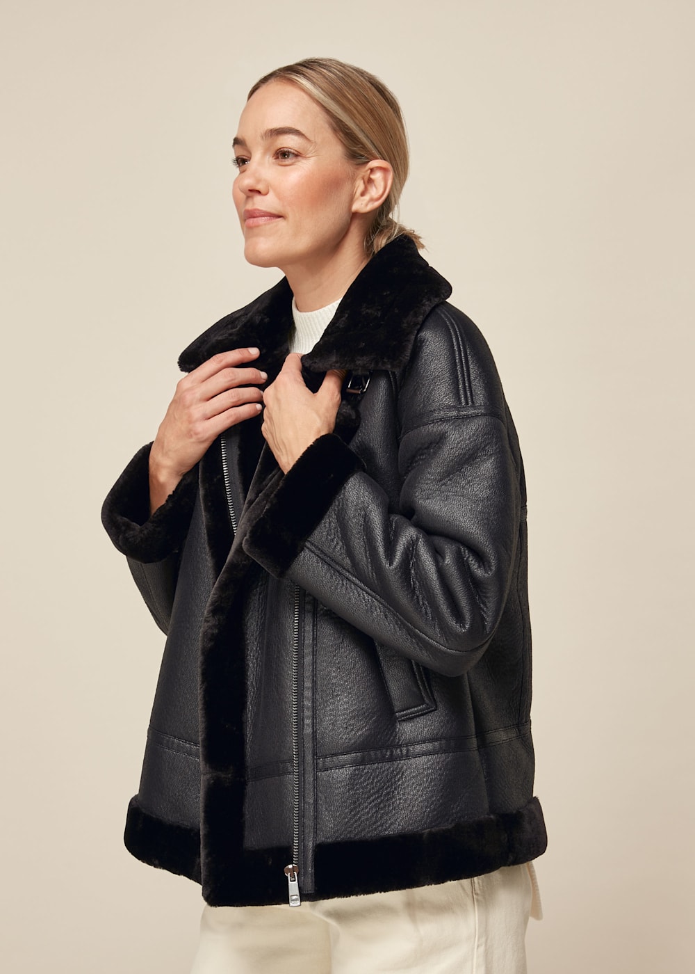 Whistles longline faux fur biker deals