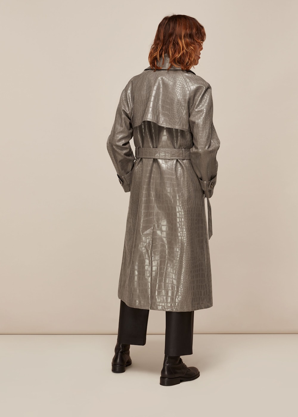 Grey Croc Belted Trench Coat | WHISTLES | Whistles US | Grey Croc Belted Trench Coat | WHISTLES | Whistles US |