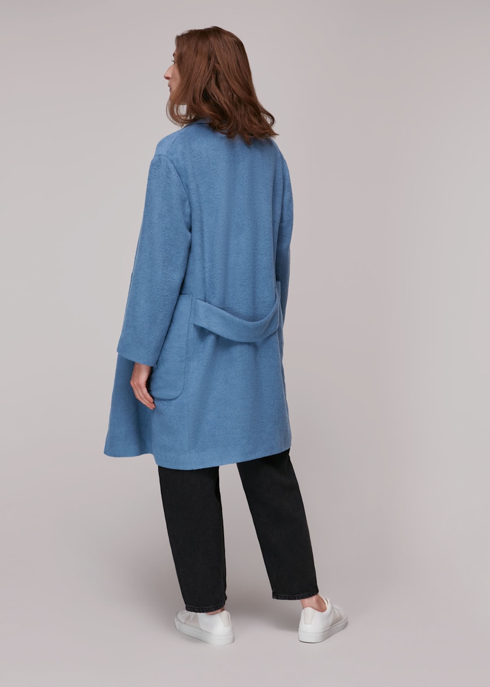 Blue Lana Drawn Cocoon Coat