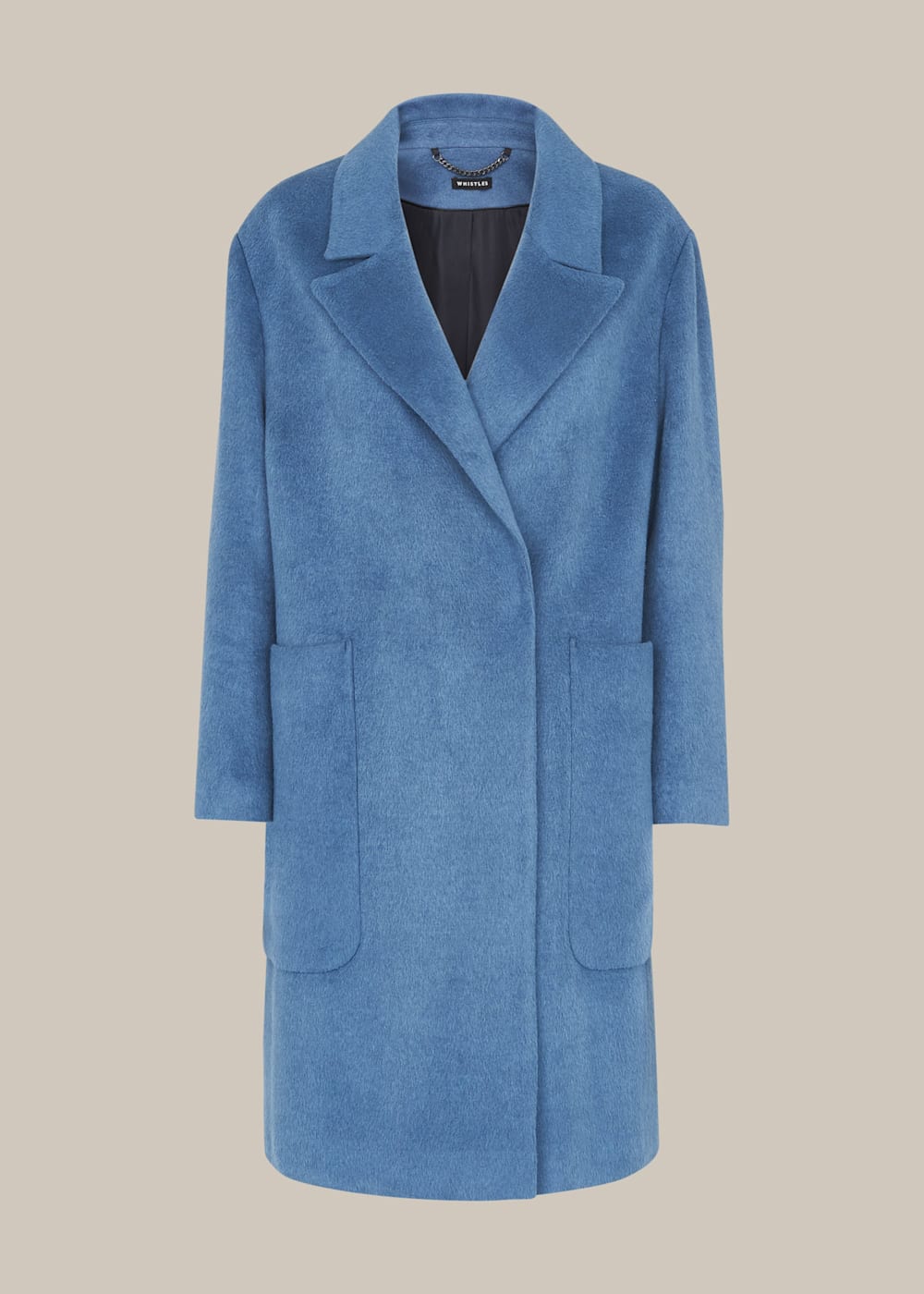 Blue Lana Drawn Cocoon Coat WHISTLES Whistles US
