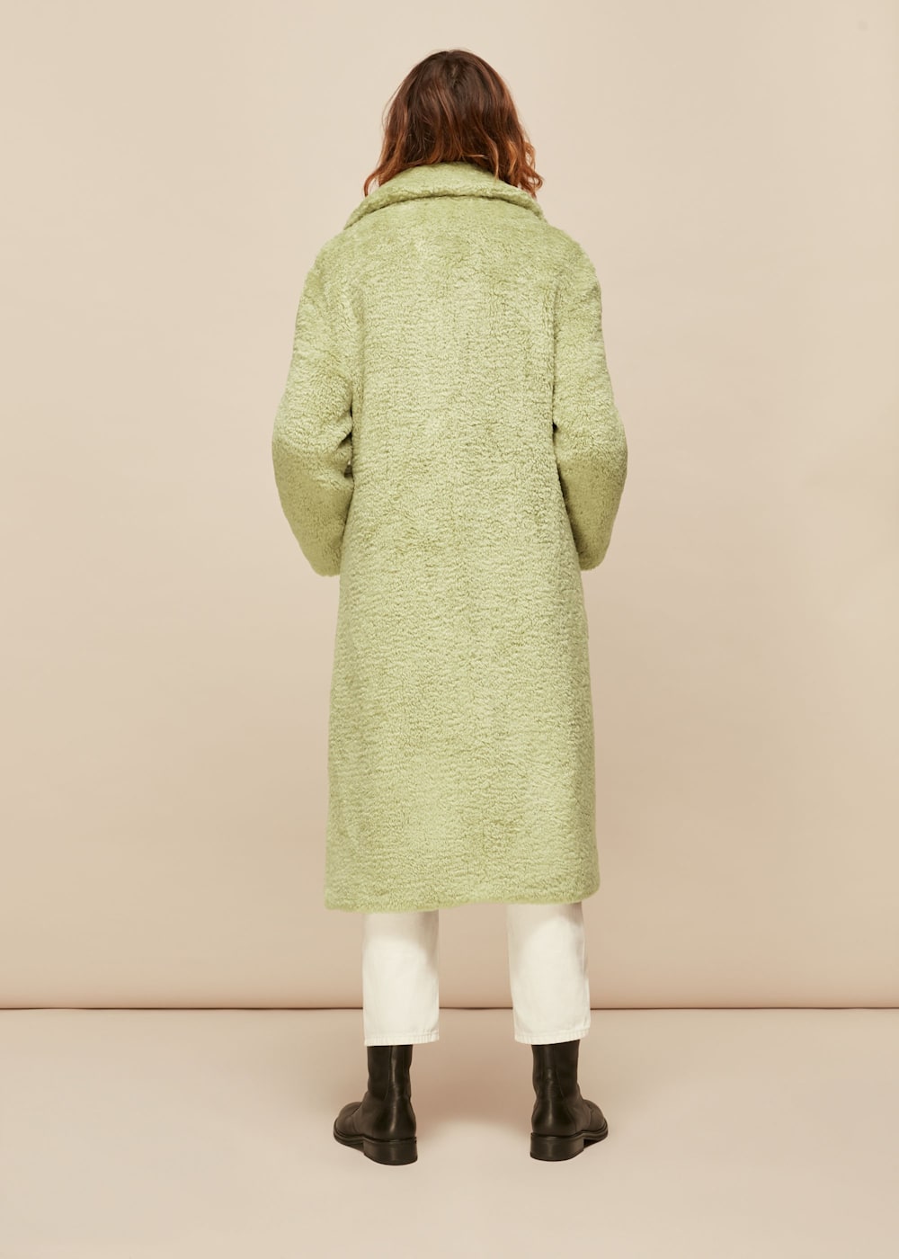 Pale Green Teddy Double Breasted Coat WHISTLES