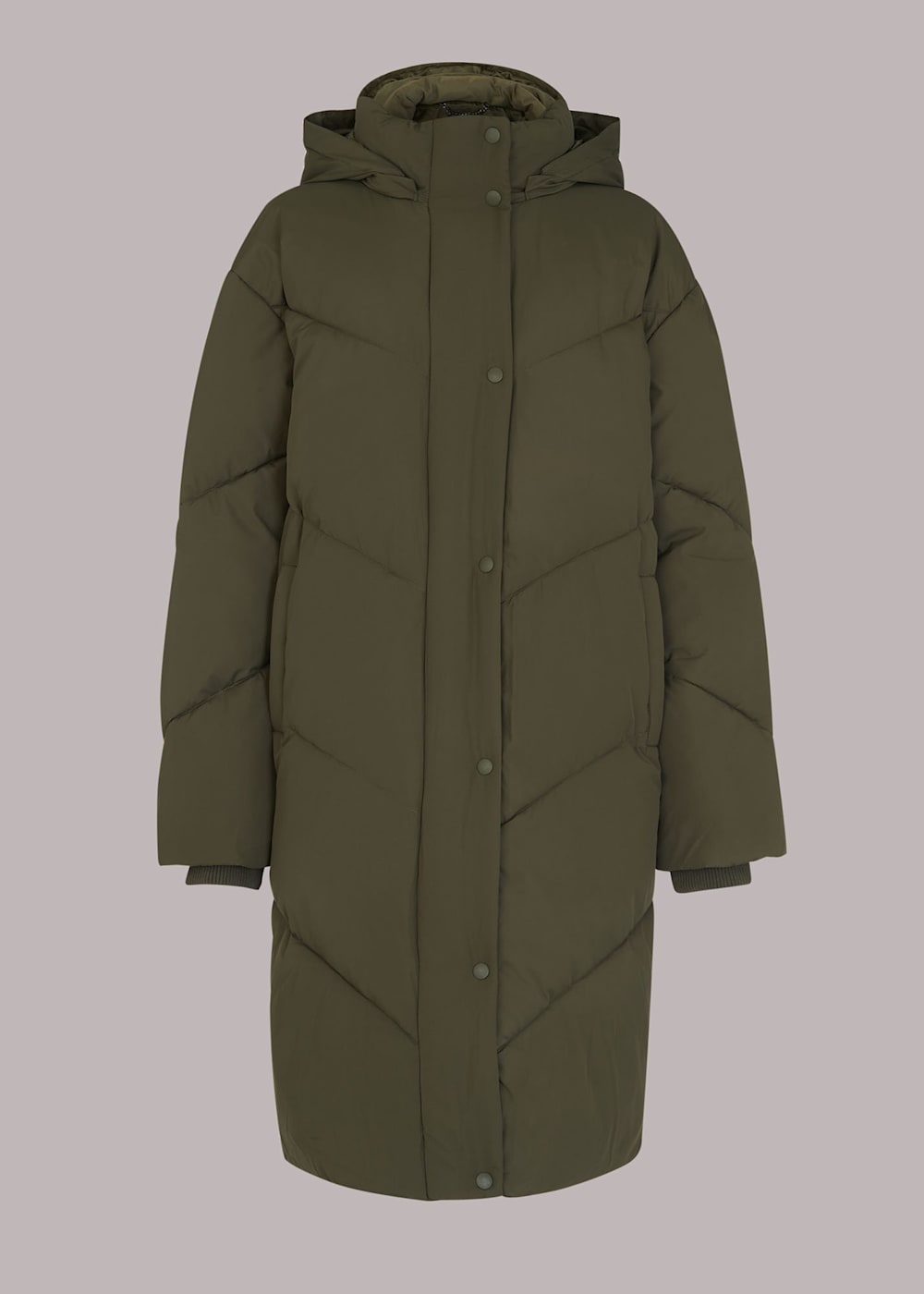 Khaki Tessa Hooded Longline Puffer WHISTLES Whistles US
