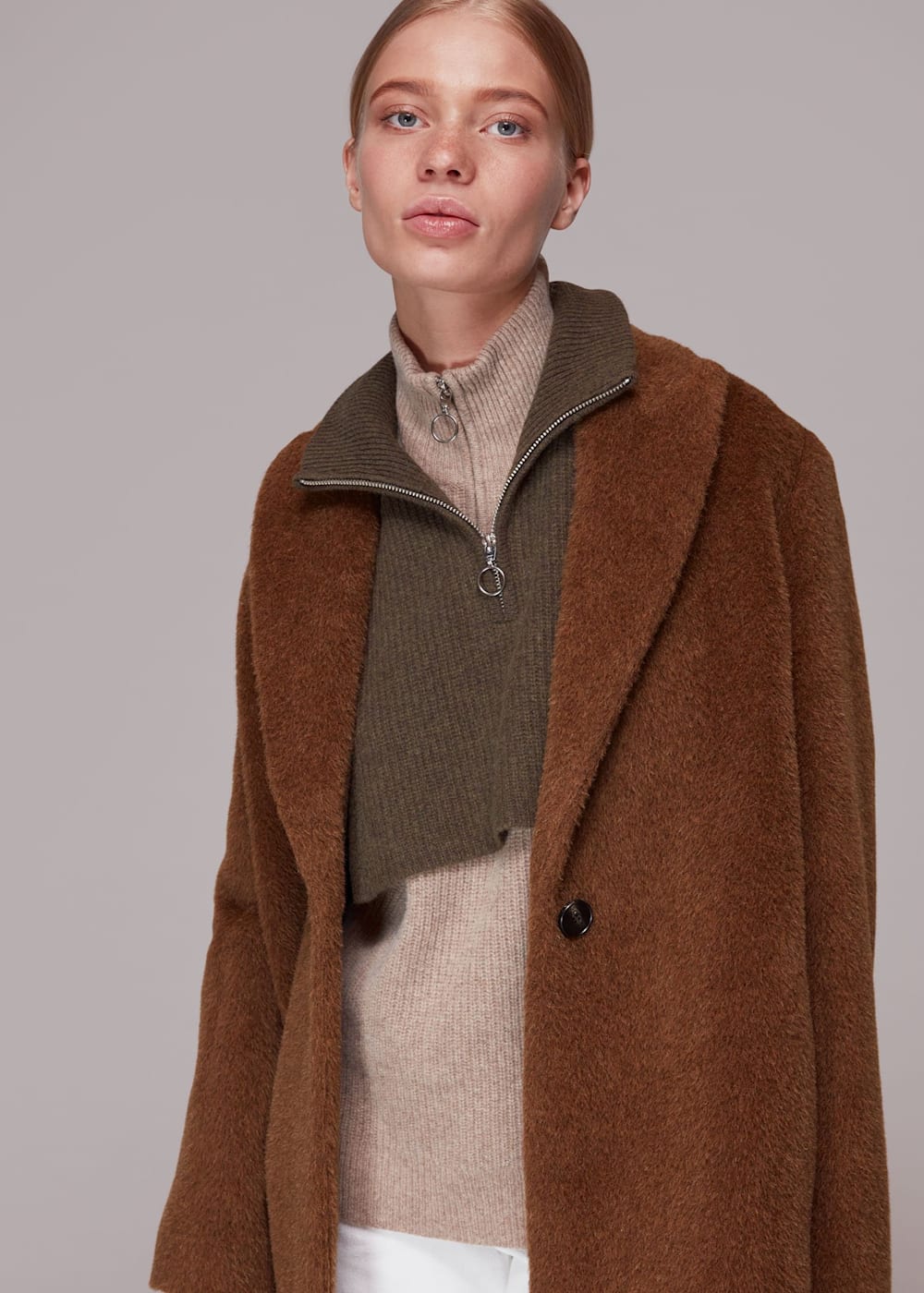 Chocolate Emma Alpaca Mix Luxe Coat | WHISTLES | Whistles US |