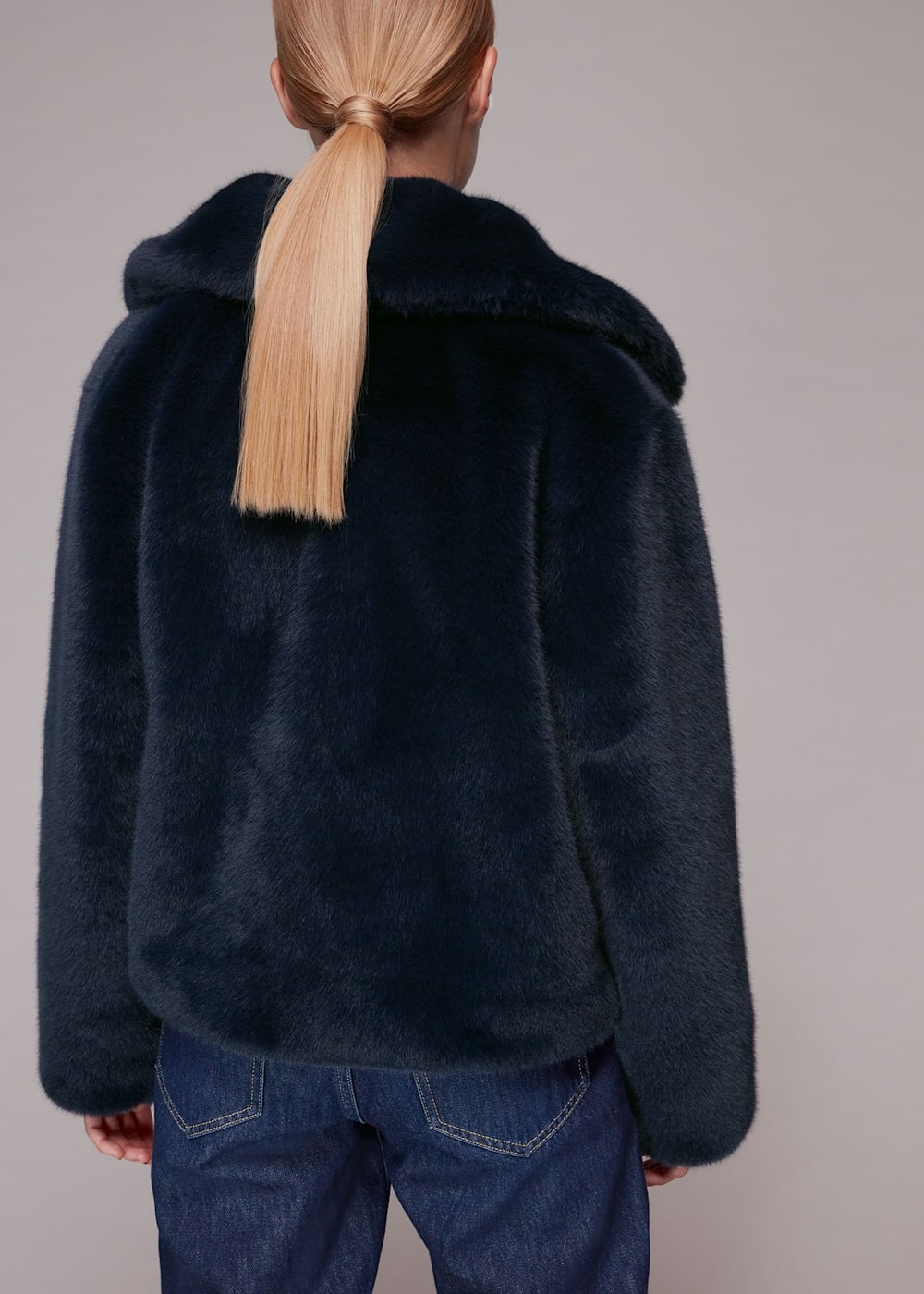 Faux fur navy blue jacket clearance