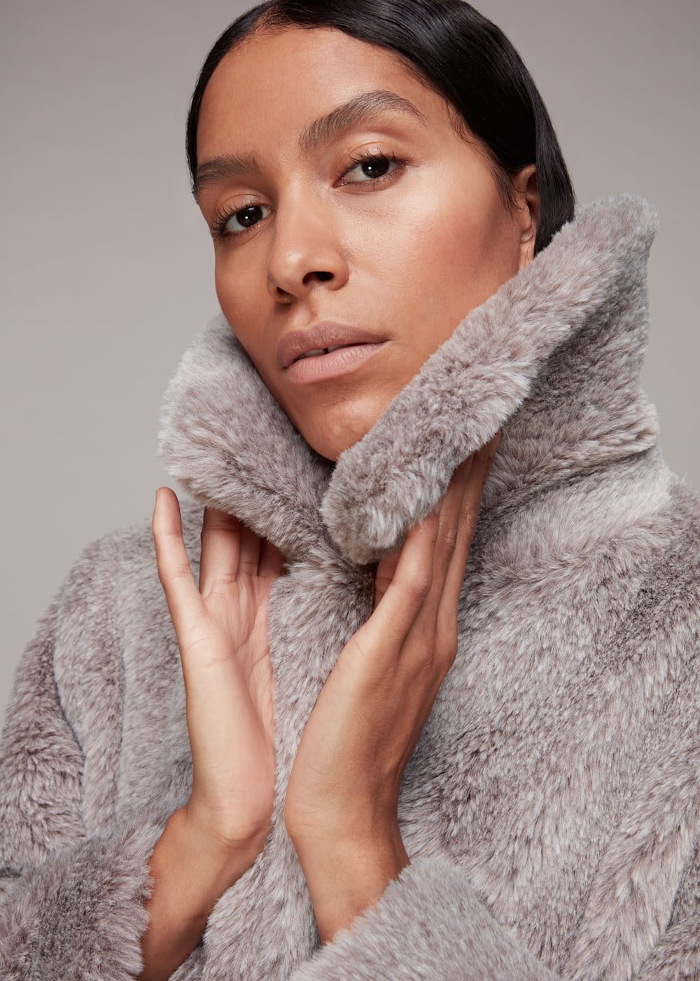 Grey/Multi Imogen Faux Fur Coat | WHISTLES | Whistles US | Grey/Multi Imogen Faux Fur Coat | WHISTLES | Whistles US |
