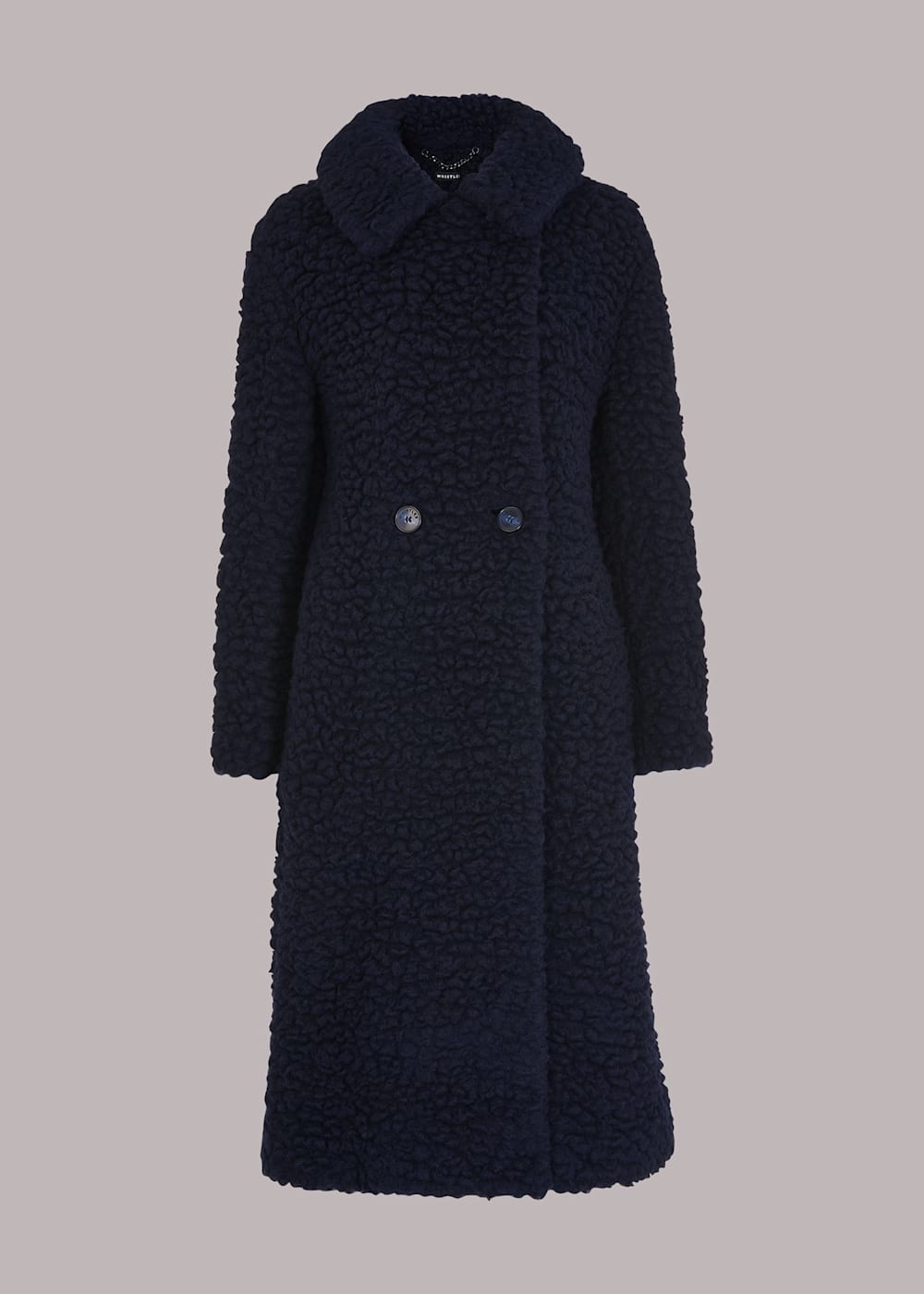 Navy Lottie Teddy Wool Coat WHISTLES Whistles US