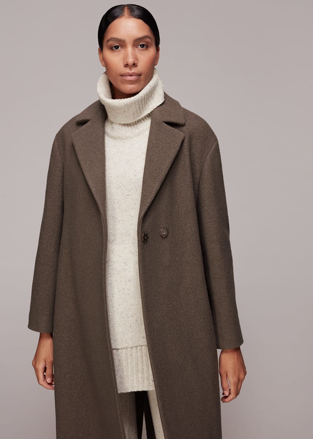 Neutral Tie Waist Wool Coat WHISTLES Whistles UK