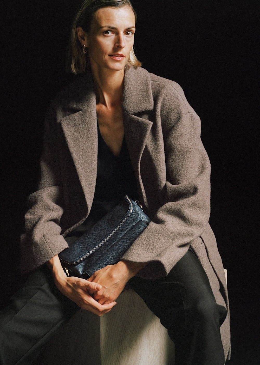 Neutral wool coat store