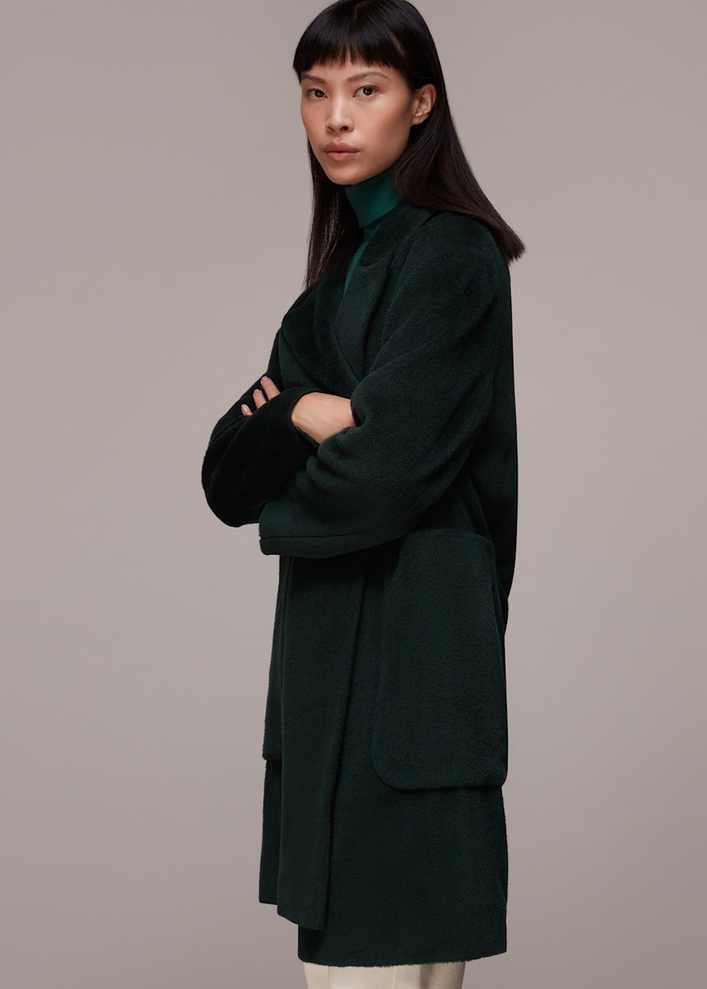 Green cocoon coat best sale