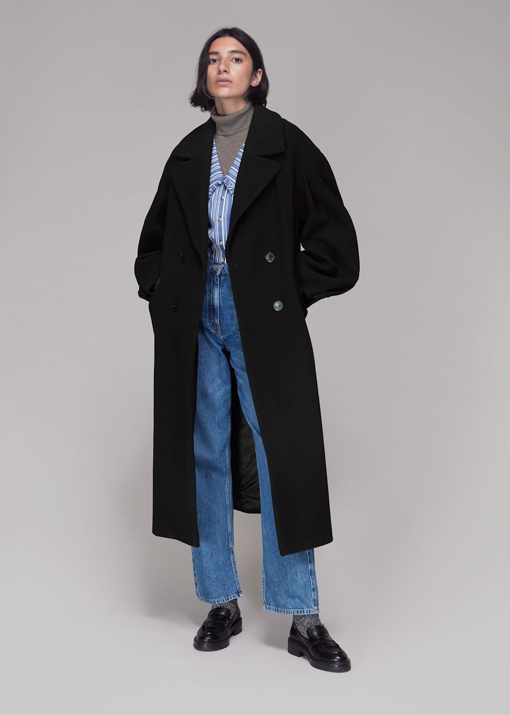 Puff shoulder coat on sale