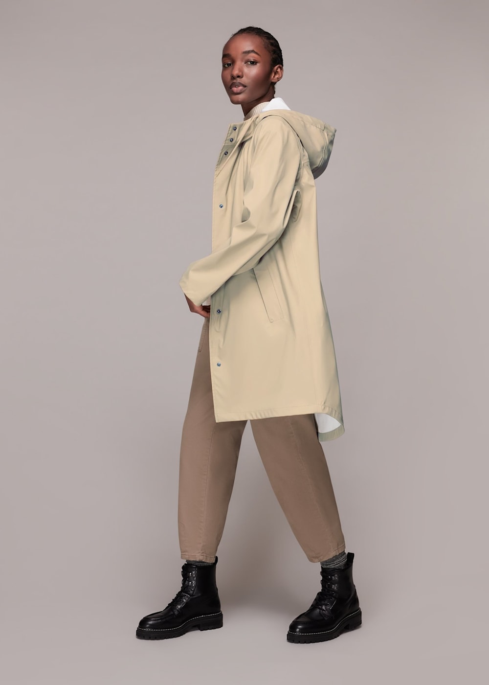 Camel rain mac top