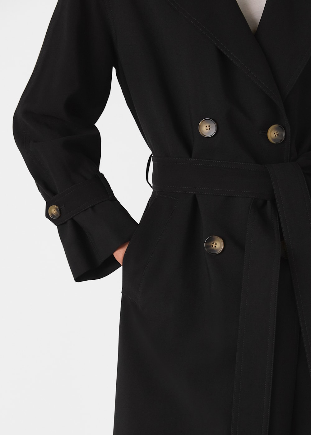 Black Riley Trench Coat WHISTLES Whistles UK