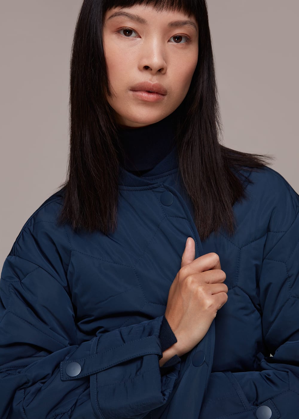 Navy blue longline jacket sales