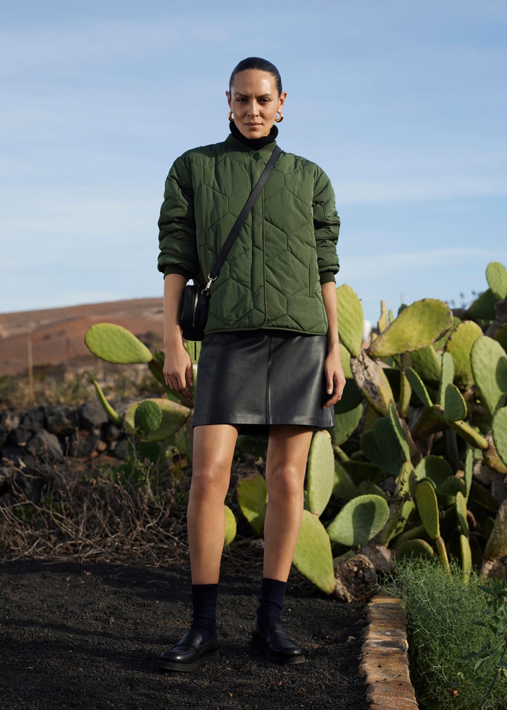 Khaki Ida Short Quilted Coat WHISTLES Whistles US