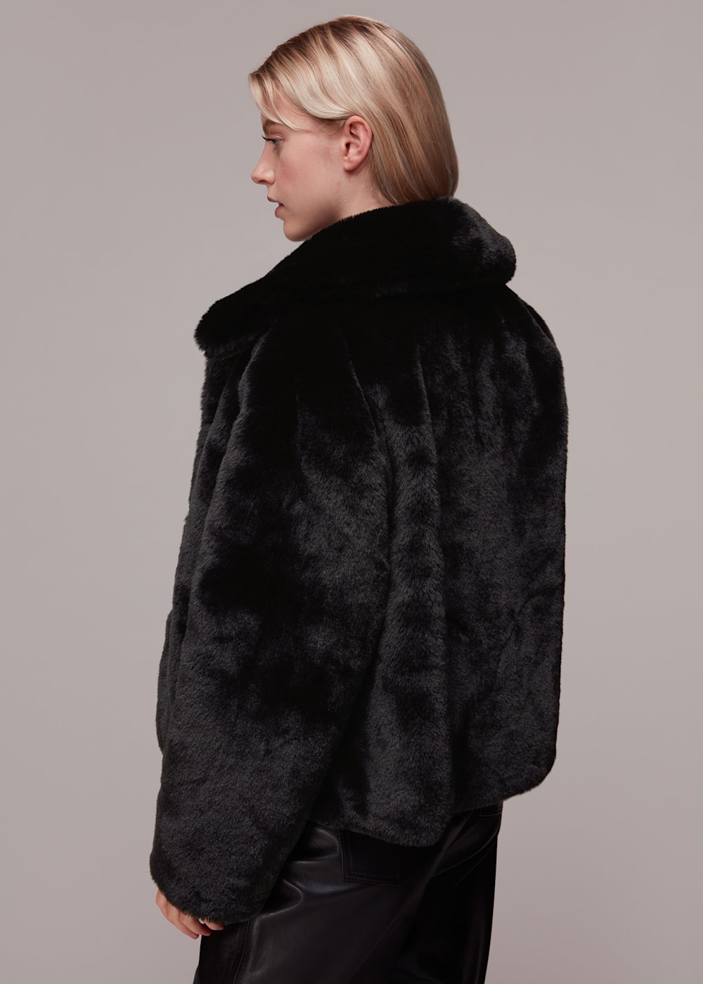 Black Drew Faux Fur Coat WHISTLES Whistles UK