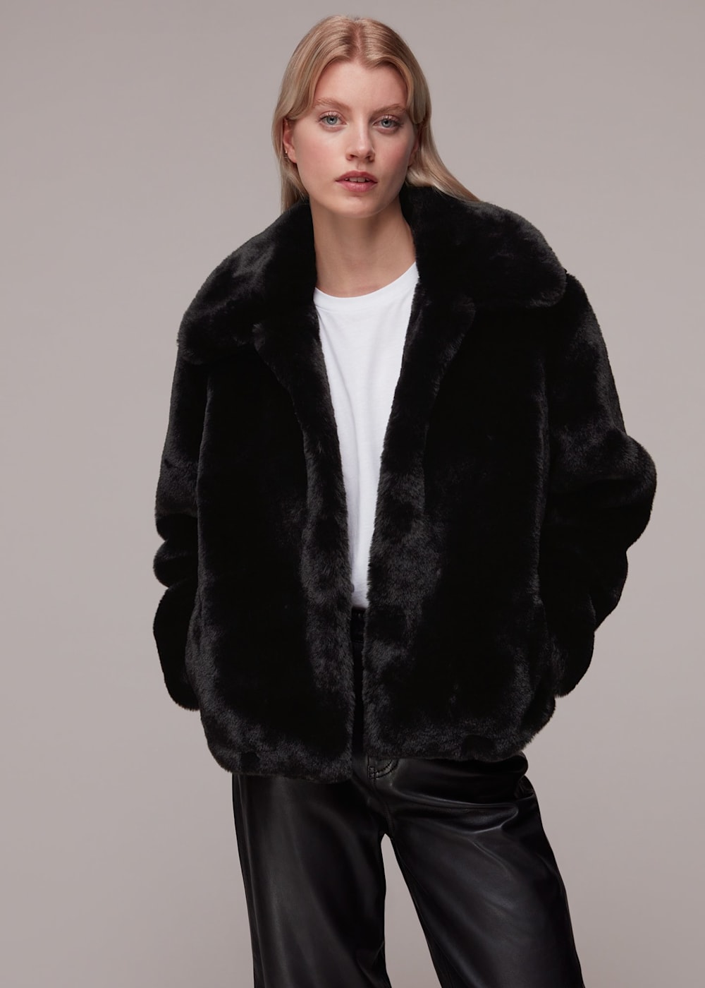 Black faux fur coat uk 2025