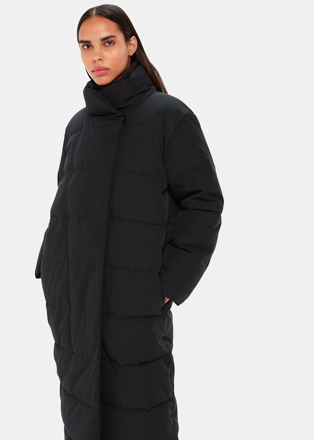 Black Maxi Longline Puffer WHISTLES Whistles UK