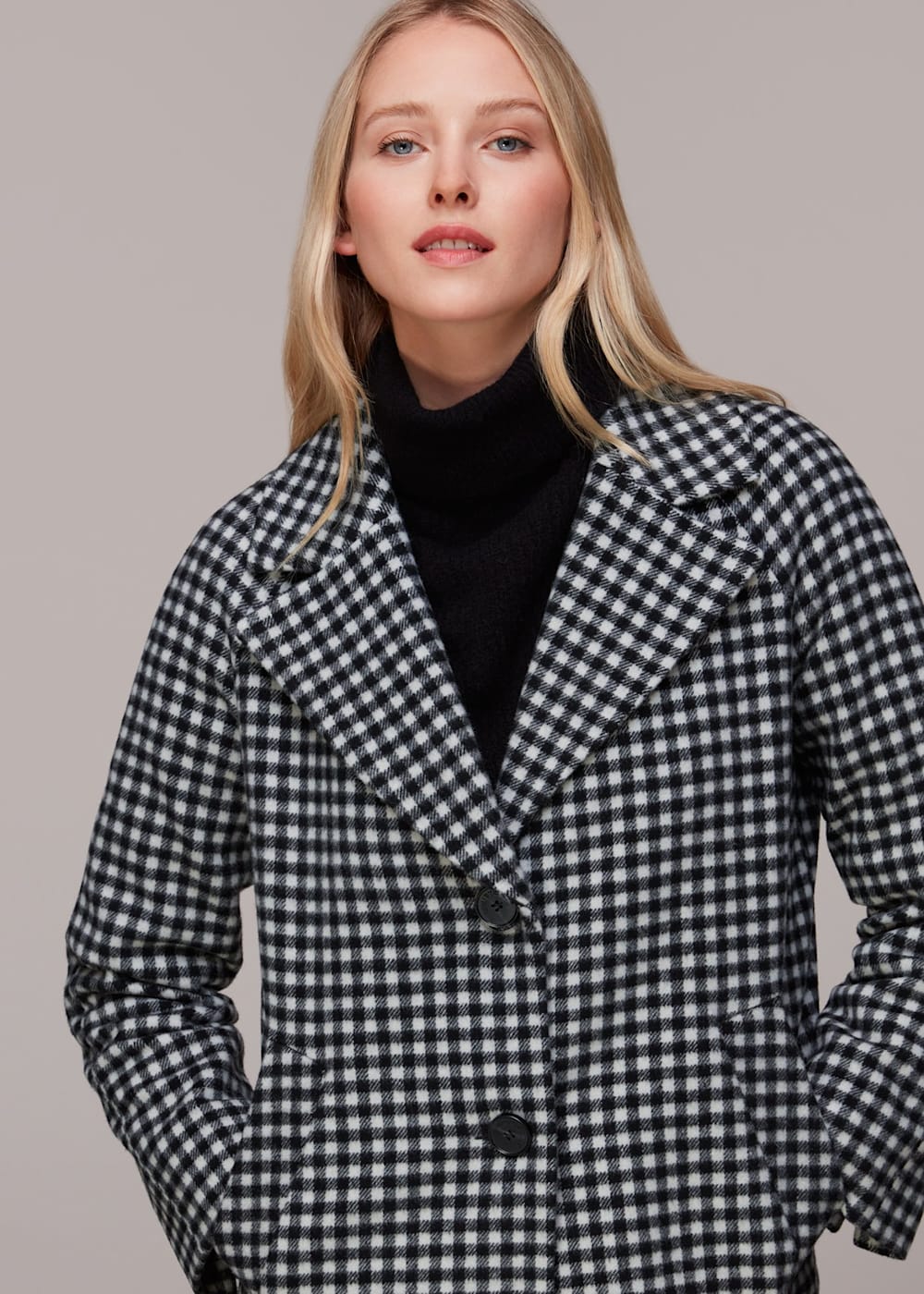 Gingham wool coat hot sale