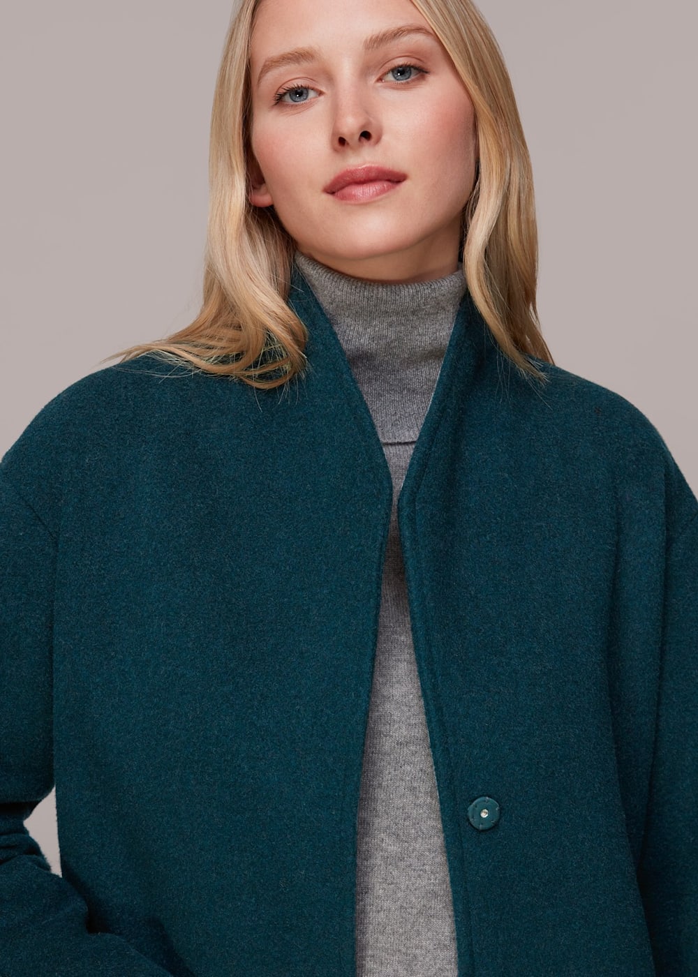 Green funnel neck coat hot sale