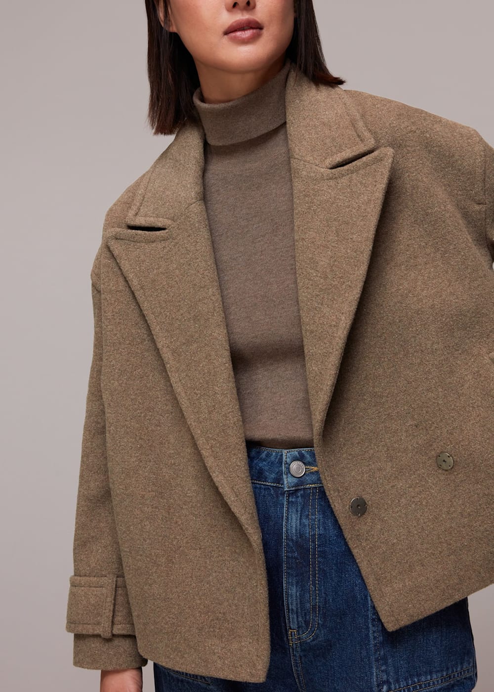 Oatmeal wool coat womens top