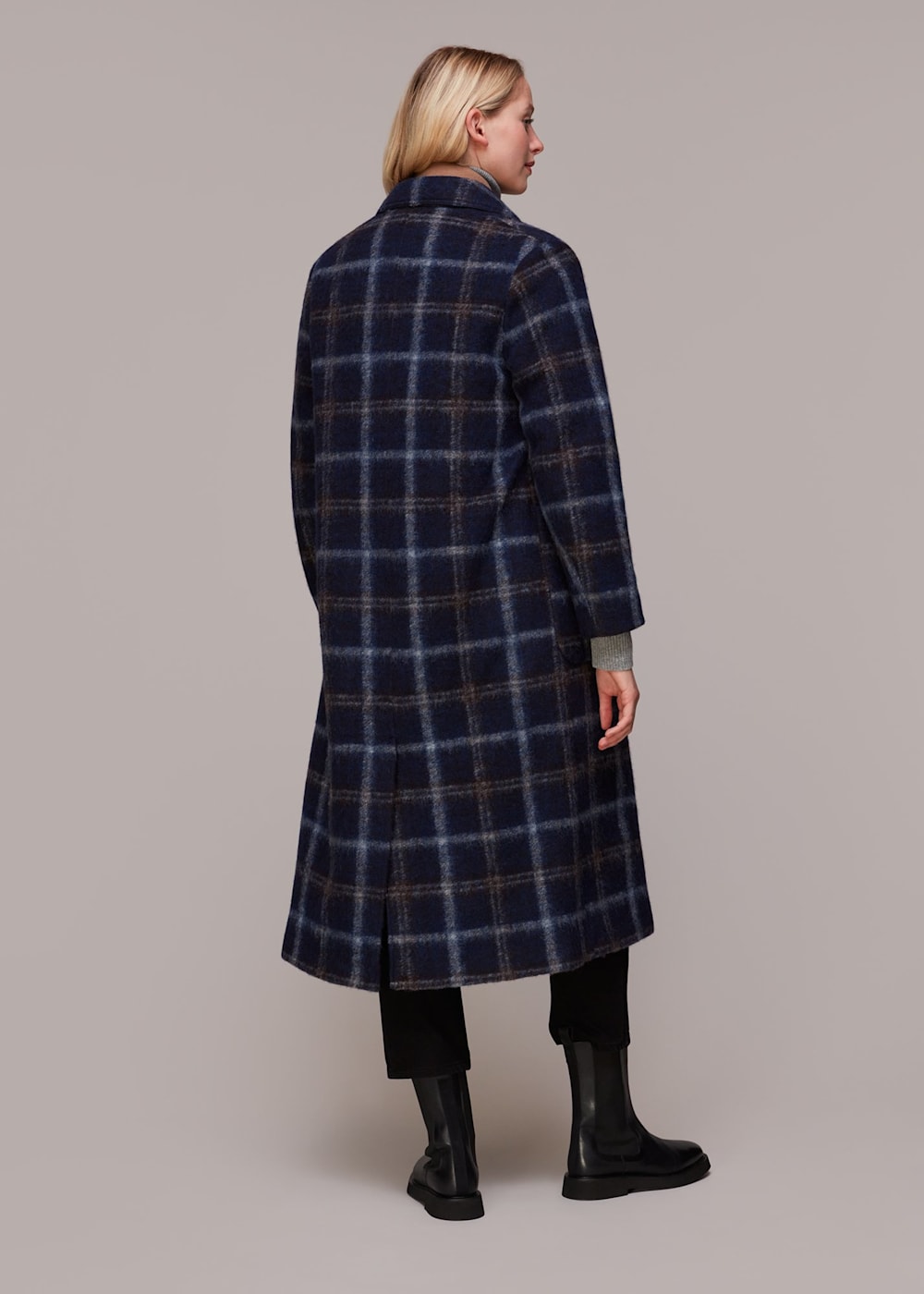 Double breasted checked coat sale