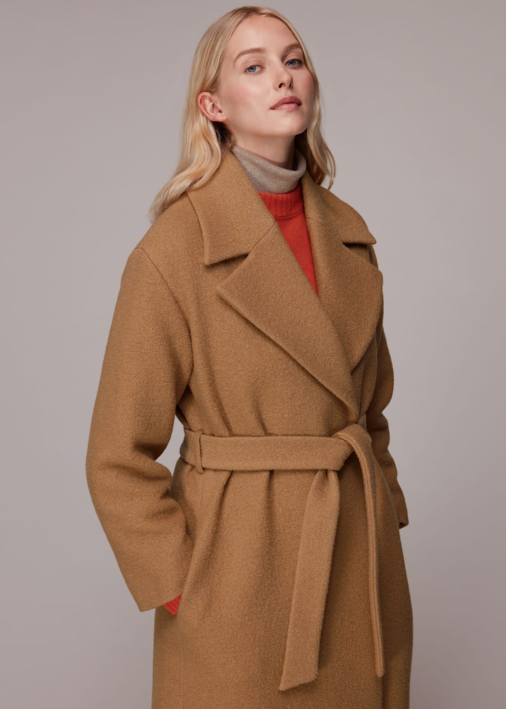 Camel Lorna Wrap Wool Coat WHISTLES Whistles UK