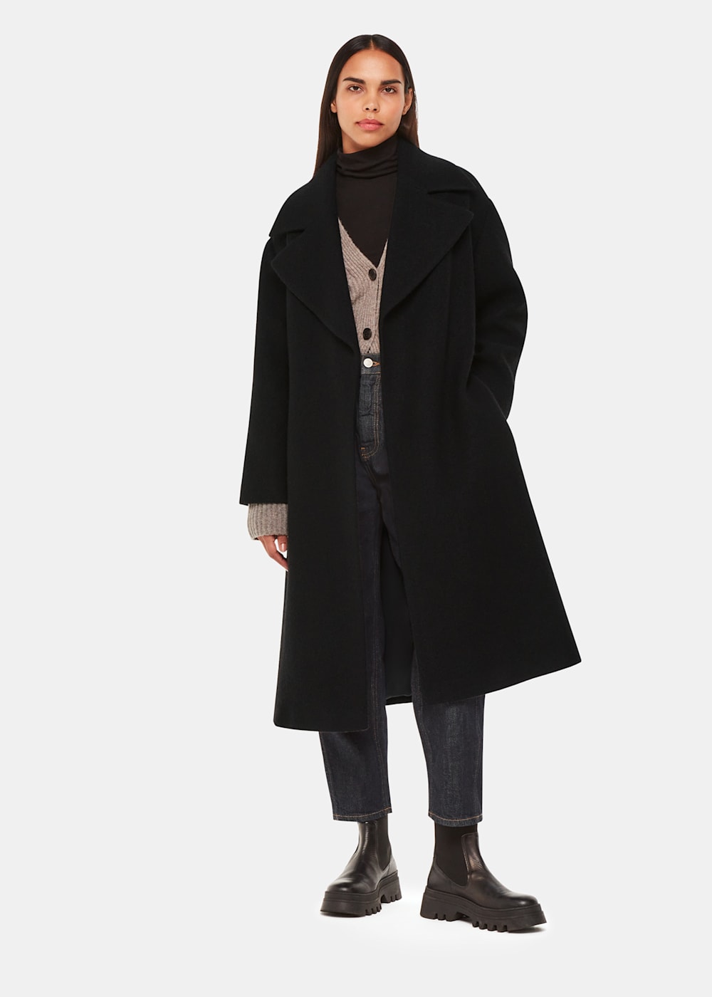 Wool coat with tie belt online