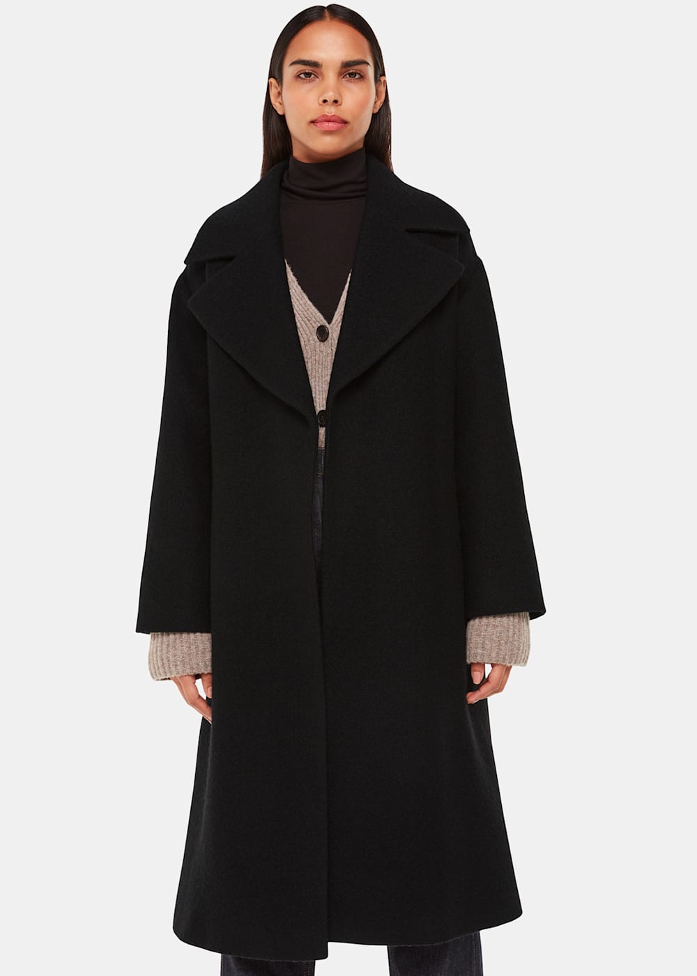Black wool belt for coat sales