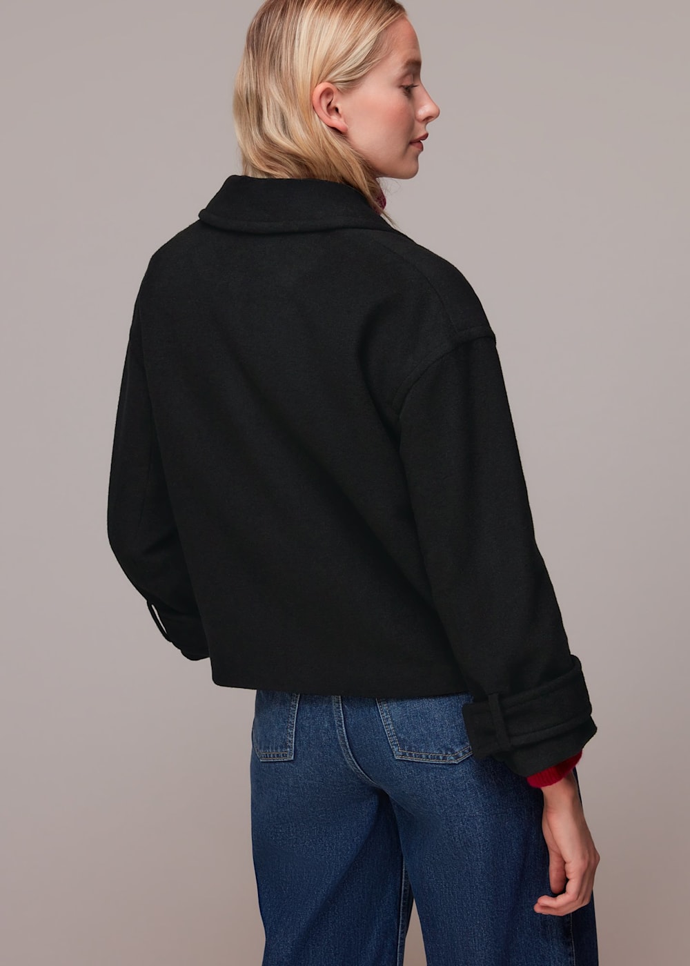 Short cropped black jacket outlet