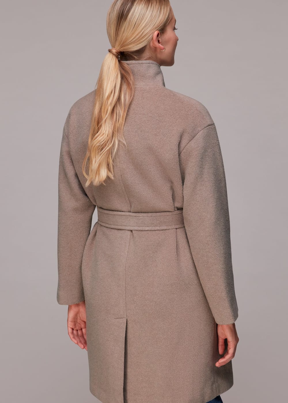 Funnel neck wool coat store