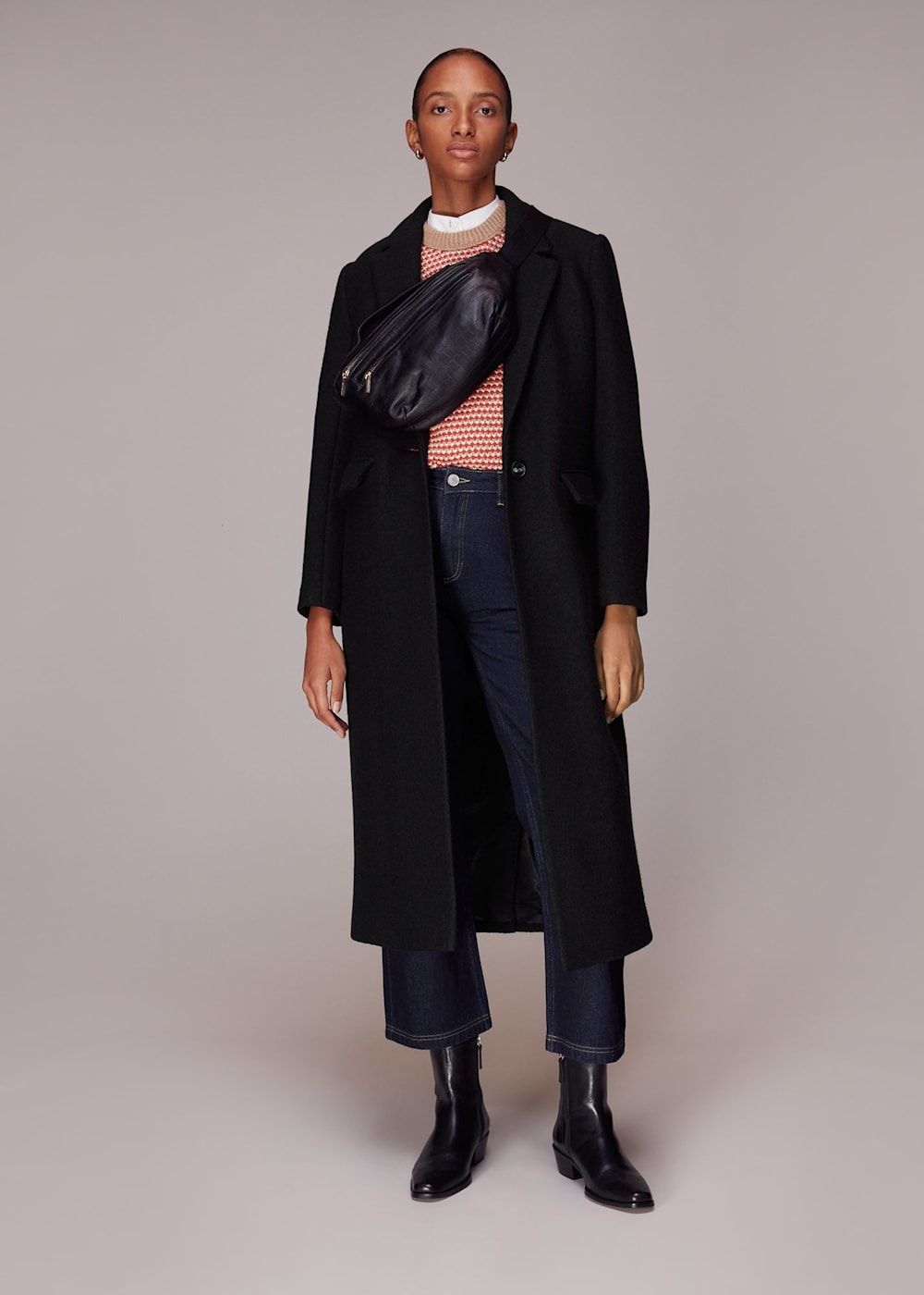 Long oversized black coat sales