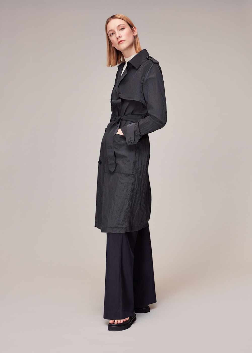 Dark Grey Water Resistant Trench Coat | WHISTLES | Whistles US |
