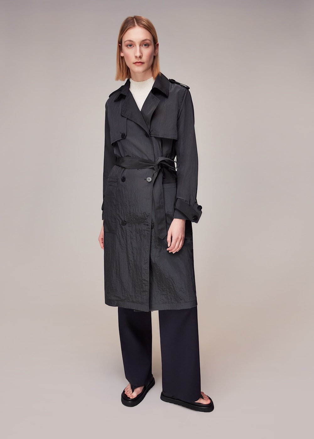 Dark Grey Water Resistant Trench Coat | WHISTLES | Whistles US | Dark Grey Water Resistant Trench Coat | WHISTLES | Whistles US |